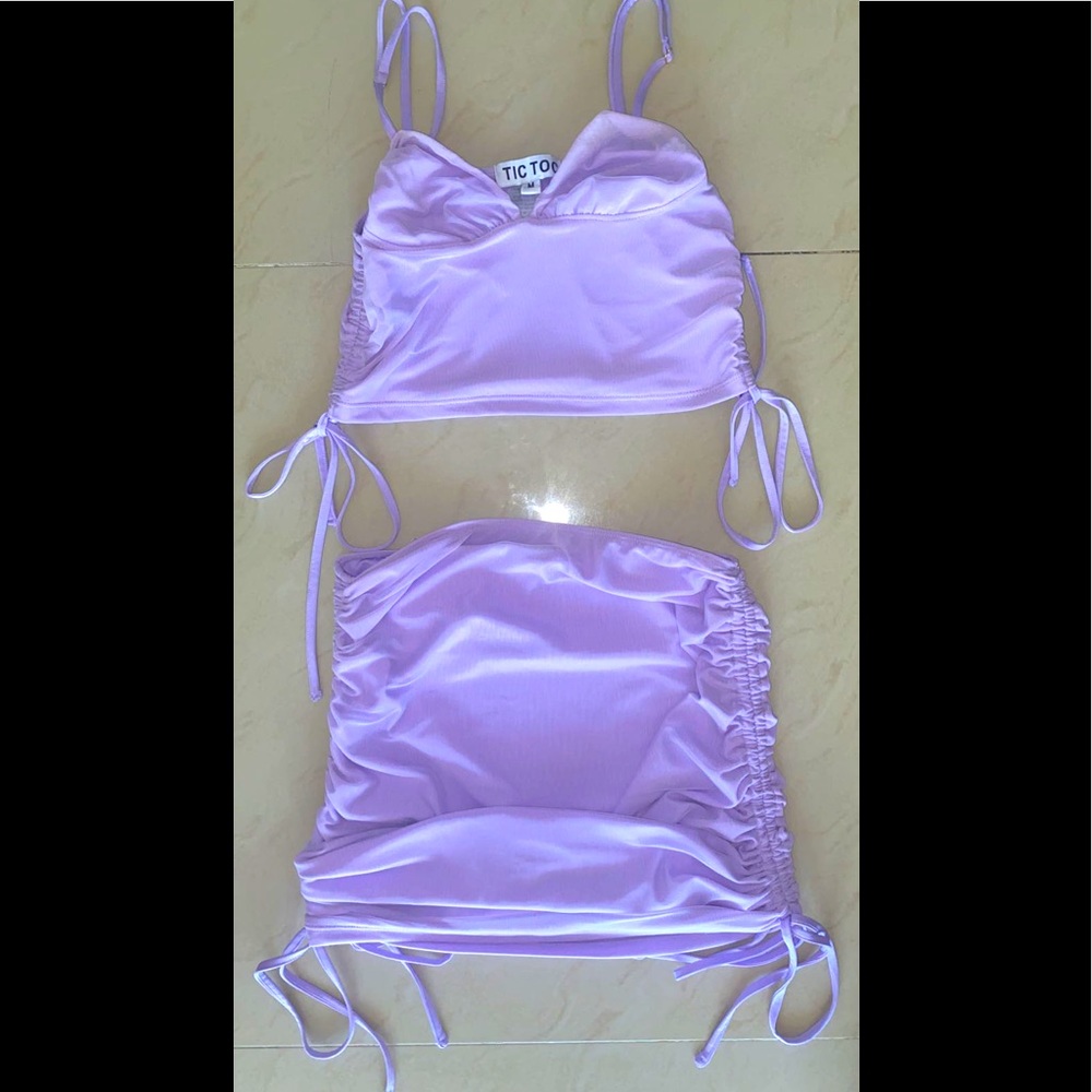 Crop tank skirt set